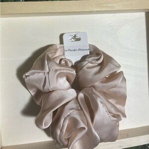 Cream Hair Accessory Satin Scrunchie